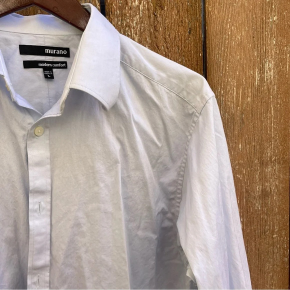 Murano Men’s Modern Comfort Pale Gray Button Down Dress Shirt Size Large - Picture 5 of 11